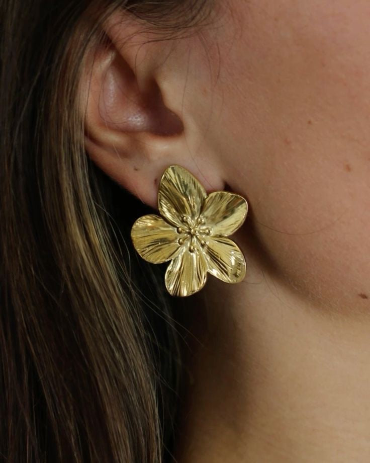 Golden Blossom Clip Earrings