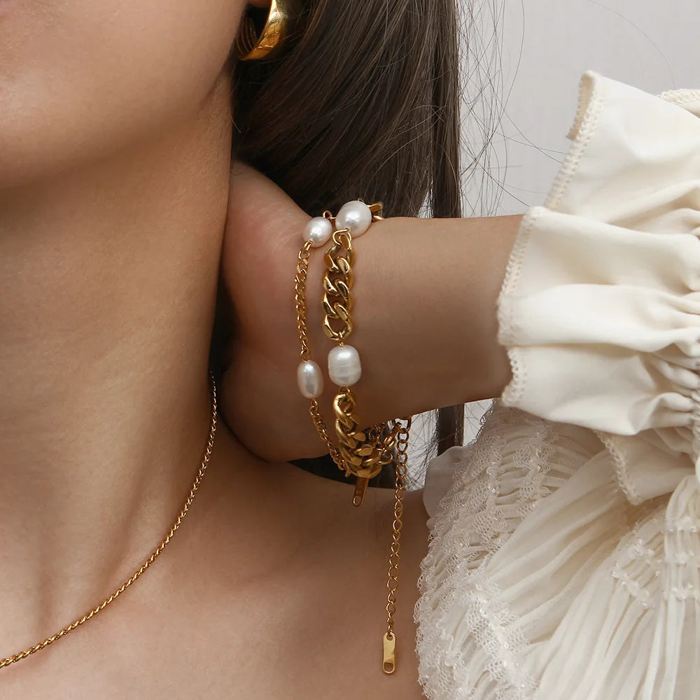Baily Gold Pearl Bracelet