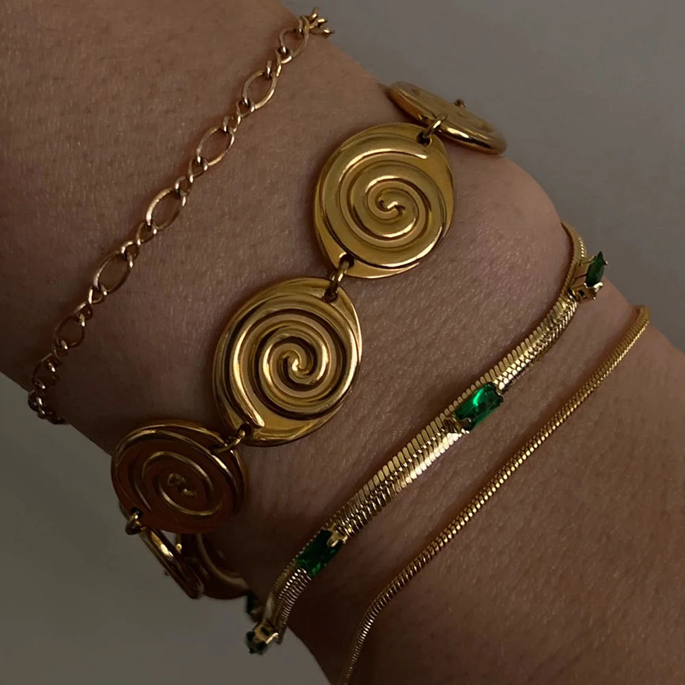 Spiral Vintage Gold Bracelet