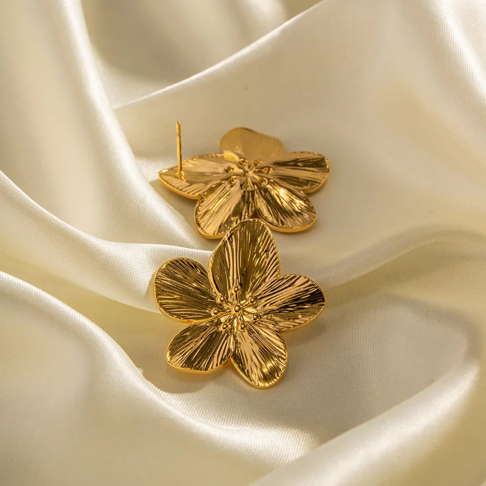 Golden Blossom Clip Earrings