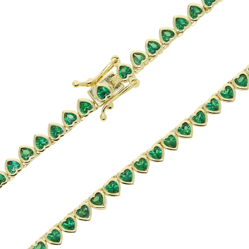 Green Chain Choker Heart Necklace